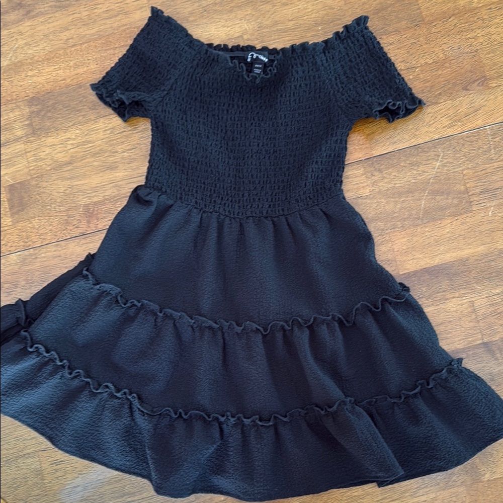 Charming Black Off-Shoulder Kids Dress